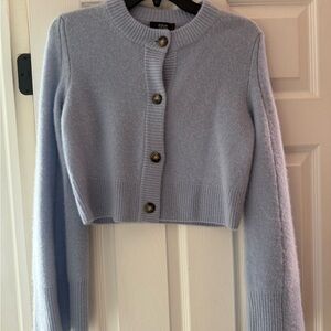 Aqua Brand Women's Cashmere Light Blue Button-Up Crop Cardigan NWT XS